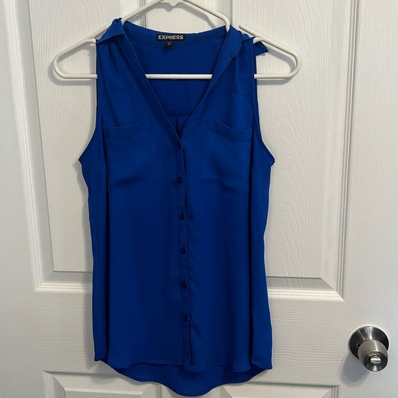 Cobalt Blue Sleeveless Dress Top, XS - Picture 1 of 4